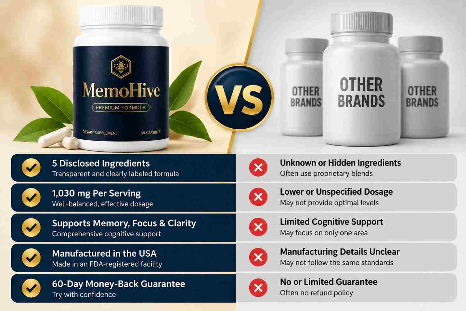 MemoHive Vs Other Supplements